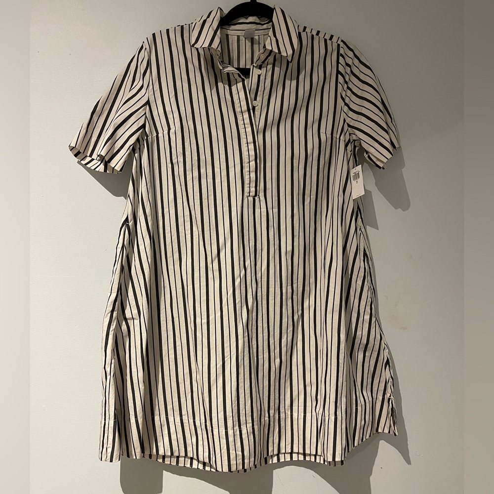 Striped Short Sleeve Shirt Dress